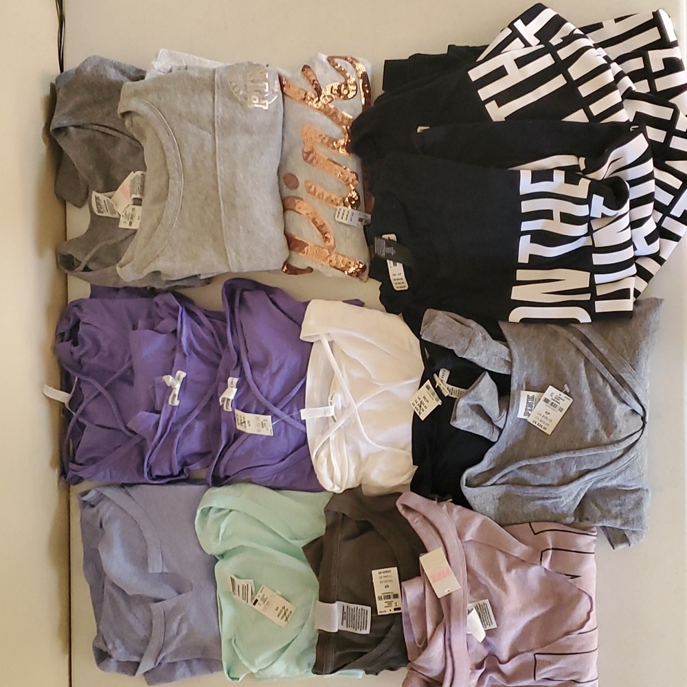 NWT!  21 PIECE LOT VS PINK TOPS